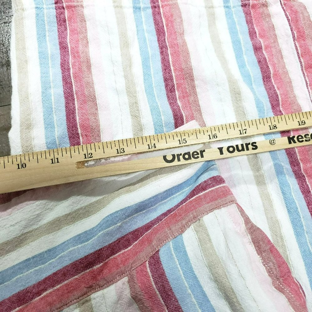 Cato Wide Leg Striped Linen-Blend Pants in White, Red, Blue, Tan - Picture 4 of 11